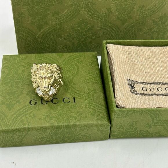 Men’s Gucci, Lionhead crystal motif ring size 10 made in Italy - Picture 5 of 9